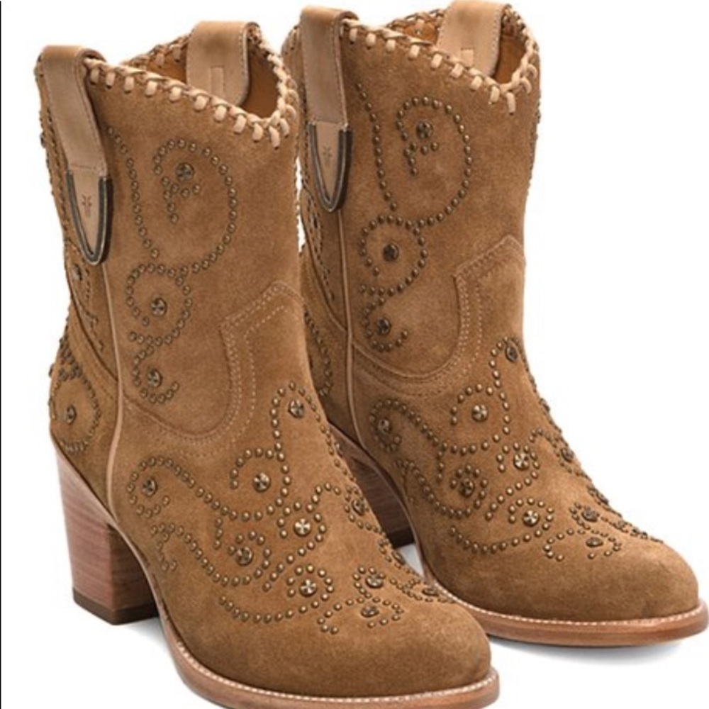 Frye Brand Victoria Stud Short Suede Boots